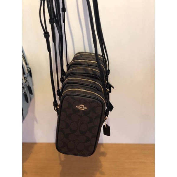 COACH North/South Zip Crossbody In Signature Canvas With Heart Floral