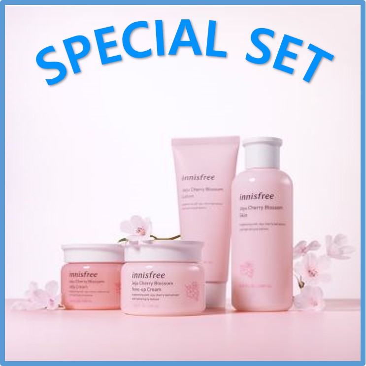 innisfree Jeju Cherry Blossom Set(Lotion, Skin, Jelly Cream, Tone Up