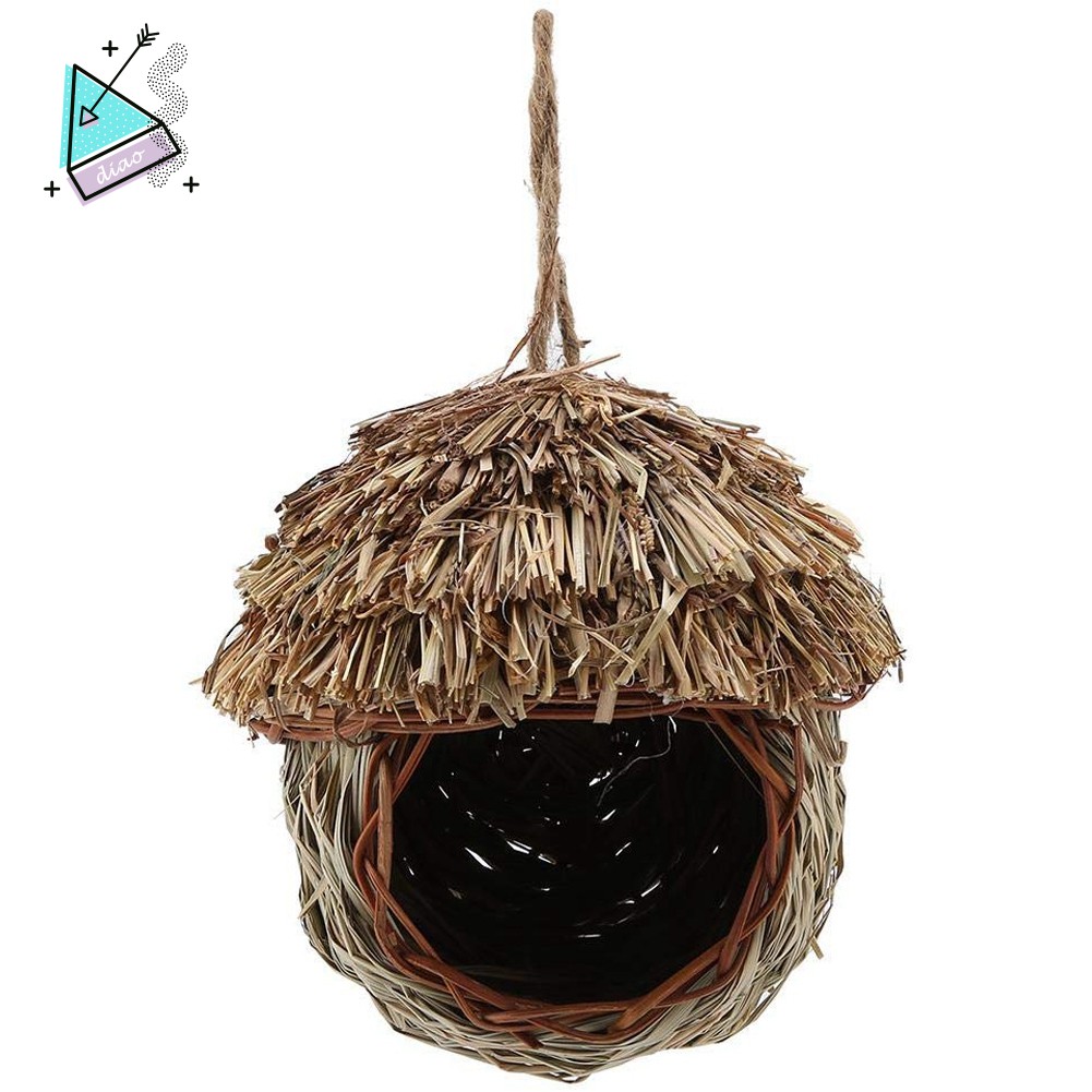 Bird Nest Handmade Woven Straw Bird Cage Parrot Nesting Hanging