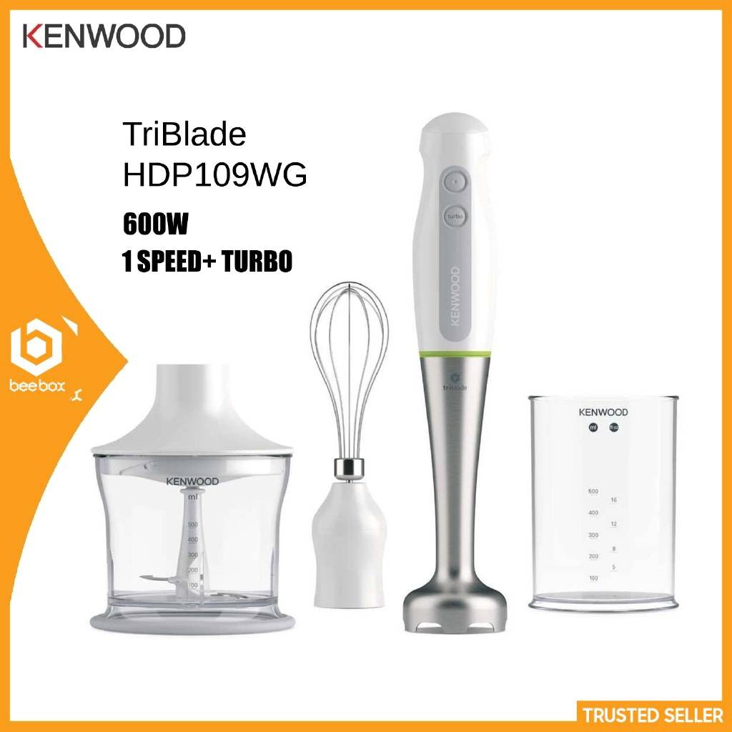Kenwood HDP109WG Hand Blender Triblade 600W 1 Speed + Turbo Shopee