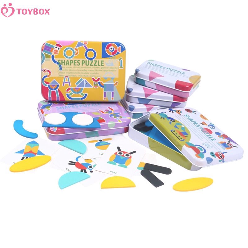 Baby Wooden Pattern Blocks Animals Jigsaw Puzzle Sorting and Stacking