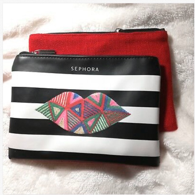 SEPHORA BLACK & WHITE STRIPED MAKEUP BAG Shopee Thailand