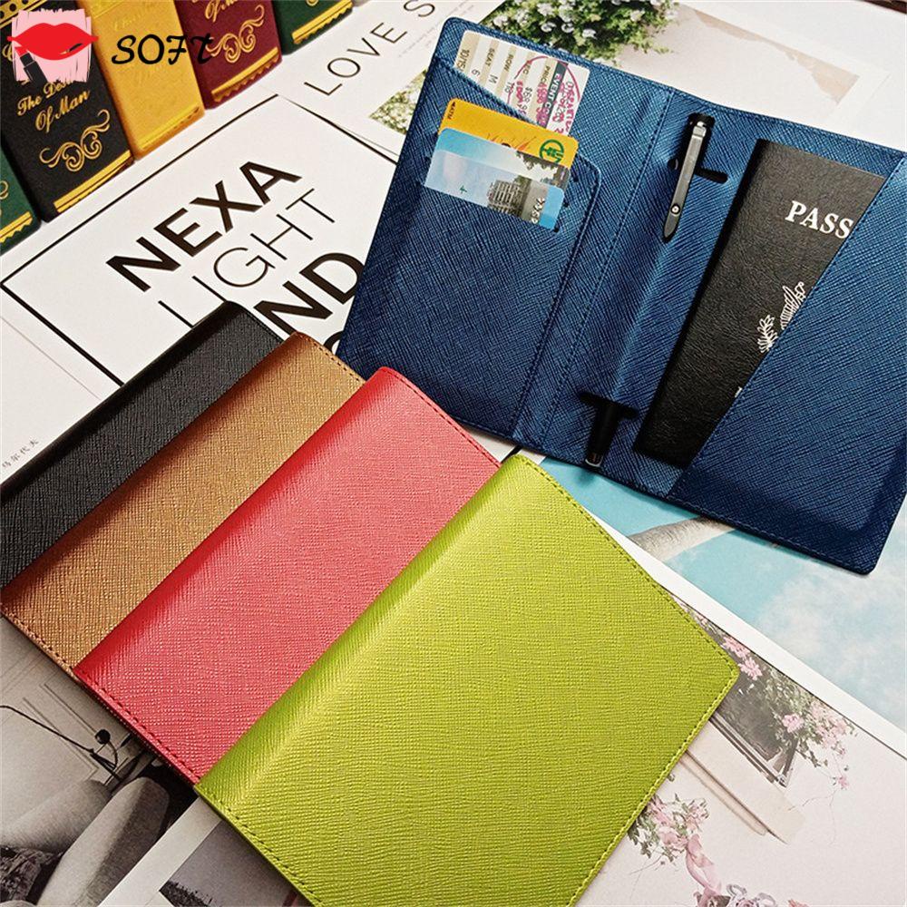 SOFTNESS Wallet Passport Case Cover Women Men Mlticard Slot Credit