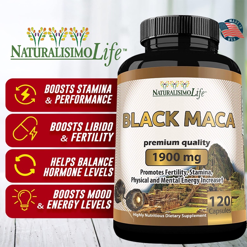 Organic Black Maca 1,900 mg per serving Natural Energy Booster Peruvian