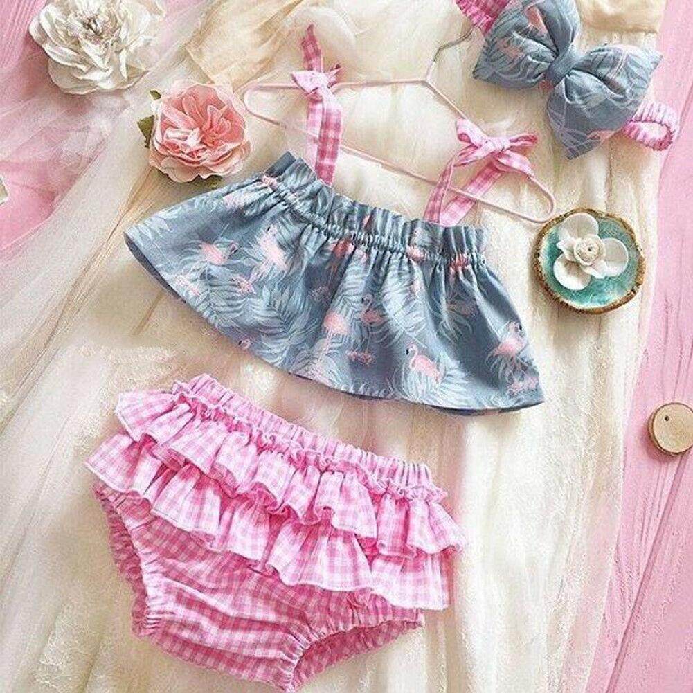 【ใหม่Hot สุดๆ】ขายดี Toddler Flamingo Kids Baby Girl Flamingo Crop Top