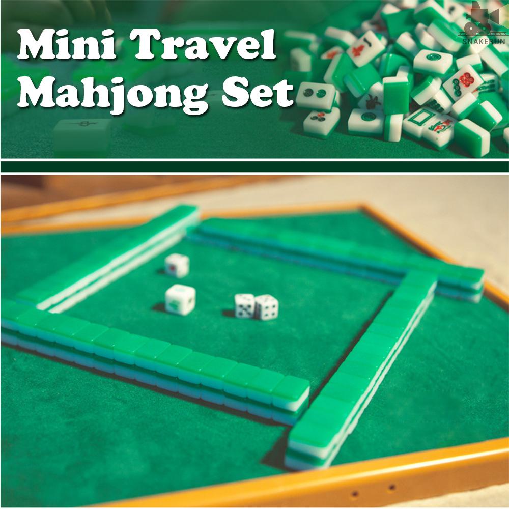 SNKE Mini Mahjong Set with Folding Mahjong Table Portable Mah Jong Game Set For Travel Family