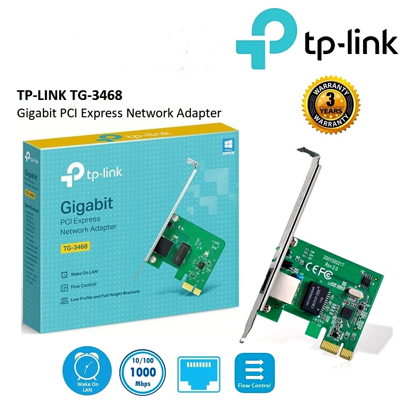 LAN CARD (การ์ดแลน) TPLINK (TG3468) PCI EXPRESS GIGABIT PORT 10/100