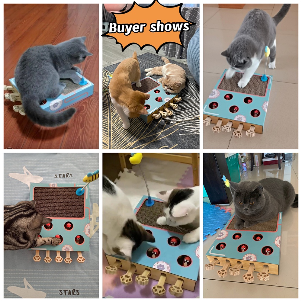 2021NEW Cat Toy Chase Hunt Mouse Cat Game Box 3 in 1 with Scratcher