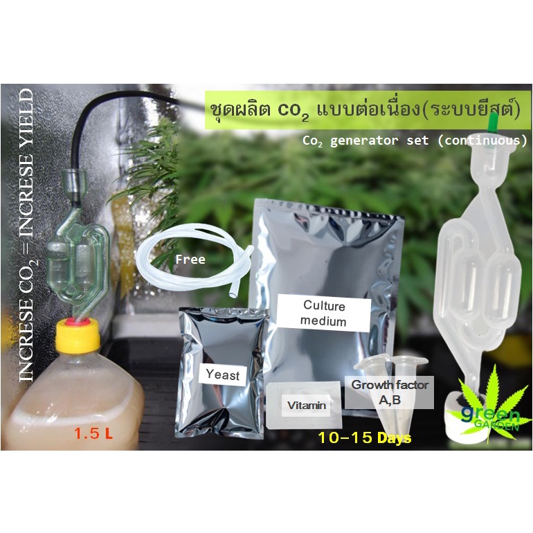 ชุดคาร์บอนยีสต์ diy CO2 แบบต่อเนื่อง(ระบบยีสต์)เหมาะสำหรับพืชใบเขียว