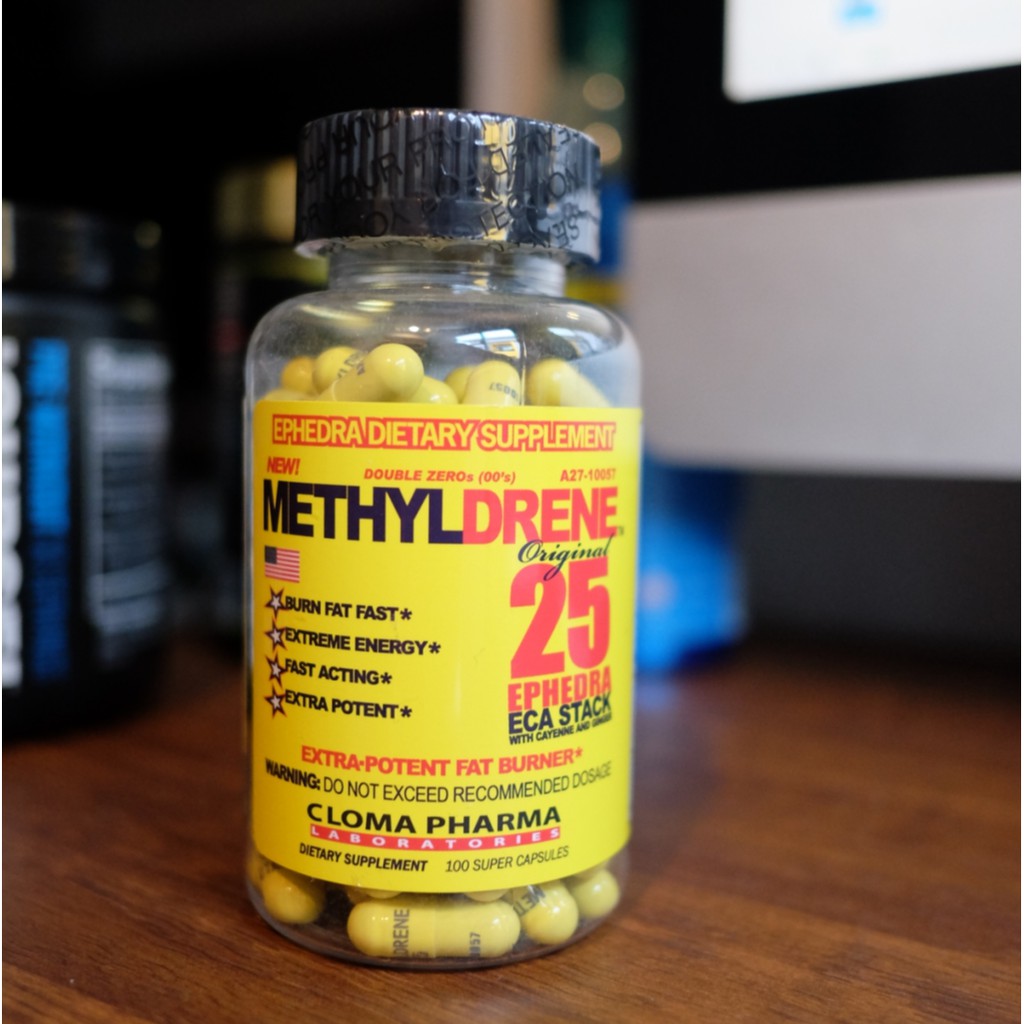 Cloma Pharma Methyldrene 25 100 Caps Fat Burner เหลือง โหดสุดตัวรีด