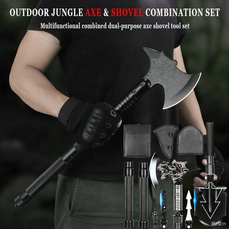 Camping Shovel Axe Set Folding Portable Multi Tool Survival Kits with