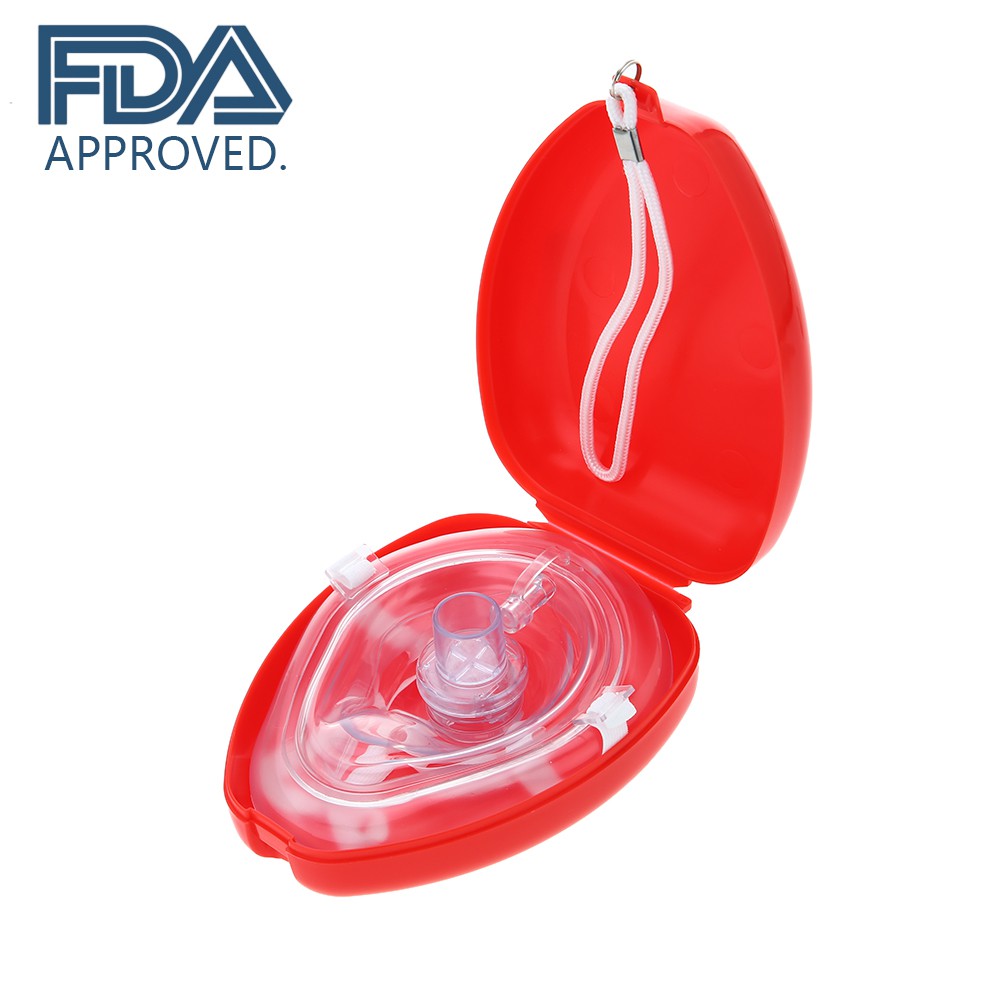 การใช้หน้ากากกันสัมผัส (pocket mask) พร้อมเคสแข็ง (แดง, ส้ม, เหลือง