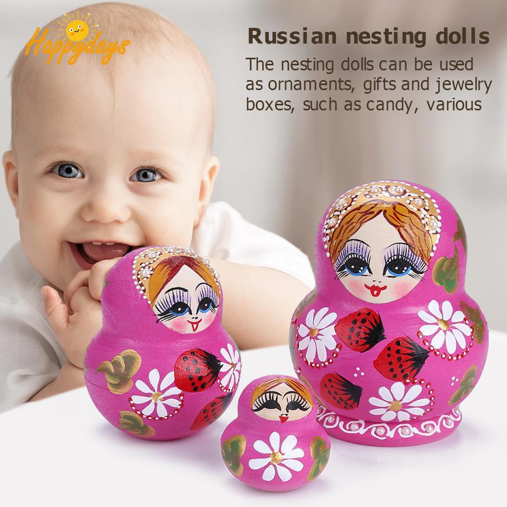 better 5Pcs/Set Cute Bear Fox Animal Wooden Russian Matryoshka Dolls