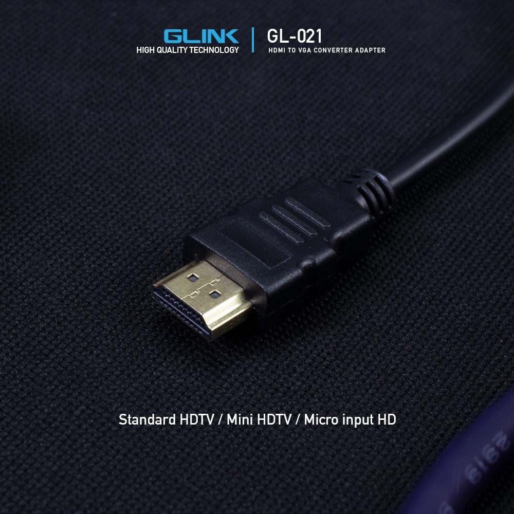 ⚡GLINK HDMI TO VGA (GL021)???? ตัวแปลง HDMI(M) to VGA(F) พร้อม Audio