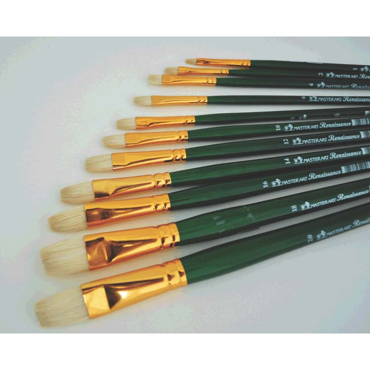 พู่กันหัวแบน เรเนซองซ์ มาสเตอร์อาร์ต ด้ามเขียว พู่กัน Flat Paint Brush