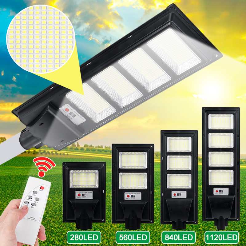 แสงกลางแจ้ง：300W 600W 900W 1200W LED Solar Street Light 1120LED Remote