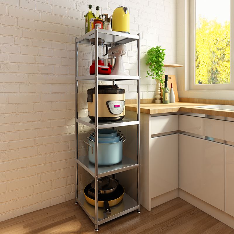 Stainless steel slotted shelf kitchen floor multilayer refrigerator