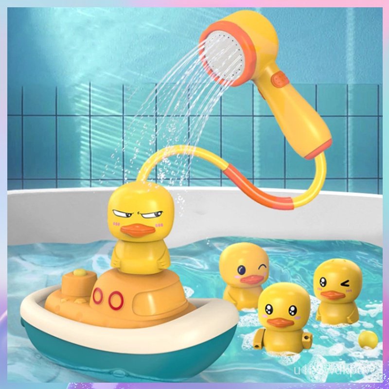 {new}Baby Bath Toys Electric Water Spray Jet Pirate Rotate Boat Duck Playing Water Fountain Duck