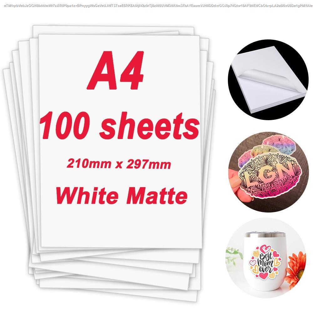 Unismar 60/100 Sheets A4 Matte Printable Vinyl Sticker Paper Waterproof