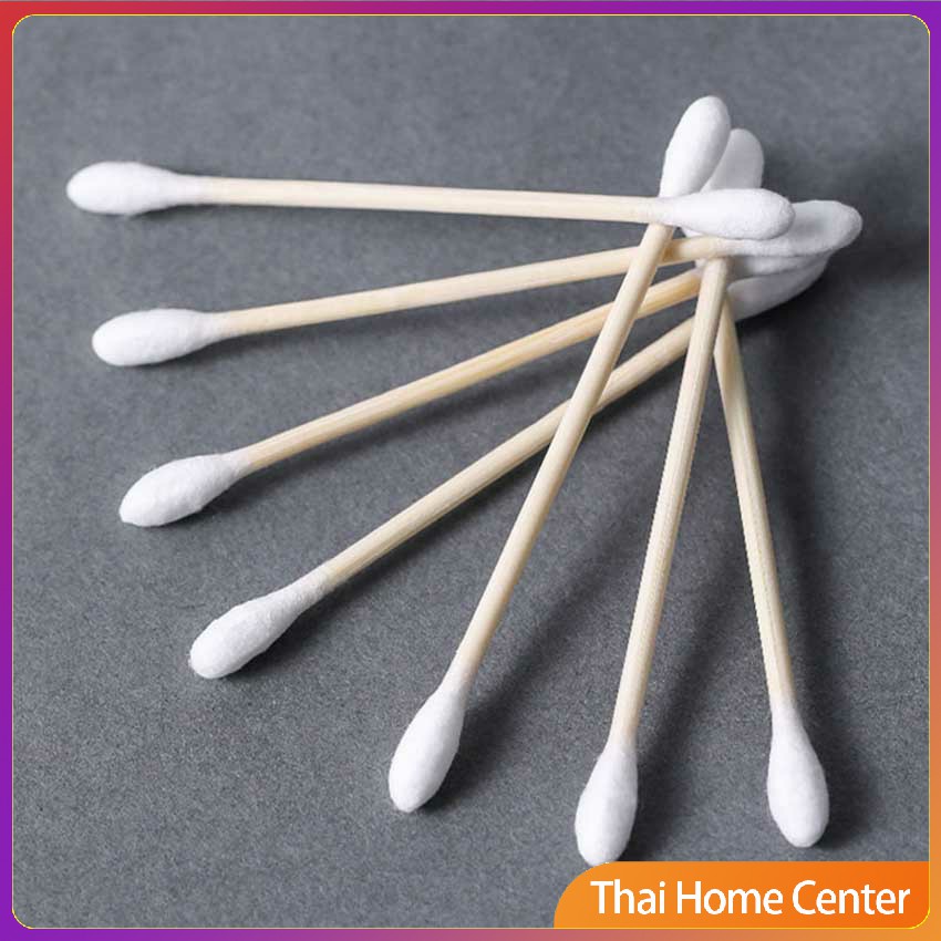 สำลีก้านด้ามไม้ หัวคู่คัตเติ้ลบัต สำลีแบบไม้ 1 แพ็ค บรรจุ 80 ก้าน สำลี