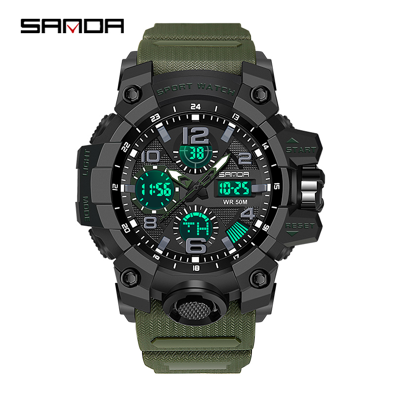 【Sanda Official】Men Watch Sports Waterproof Watch Digital Quartz Super