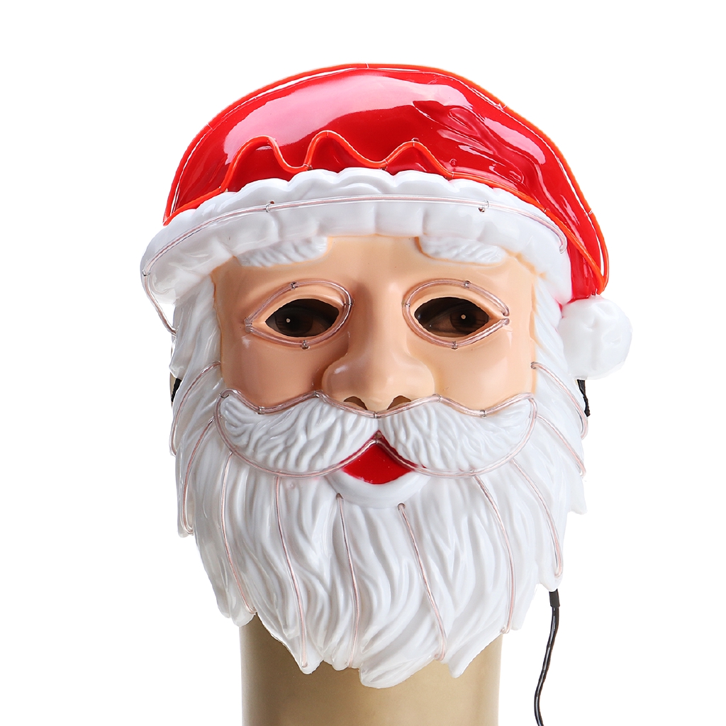 Glow Mask EL Wire LED Light Up Santa Claus Christmas Xmas Eye Mask