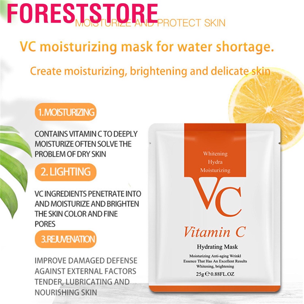 Foreststore 10 Pcs Hydrating Face Mask Vitamin C Moisturizing Whitening