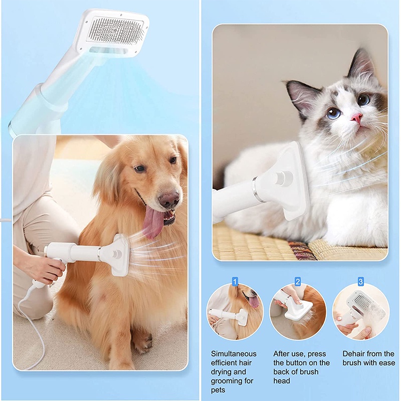 Dog Hair Dryer Brush Pet Grooming Hair Dryer with Slicker Brush OneKey