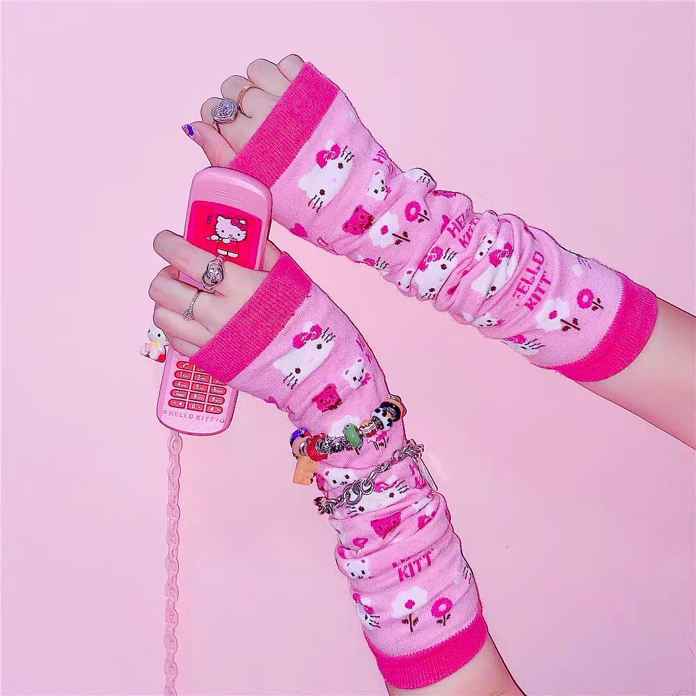 Pink Arm Sleeves Wrist Cuffs Oversleeves Spice Girls Aesthetic Pink