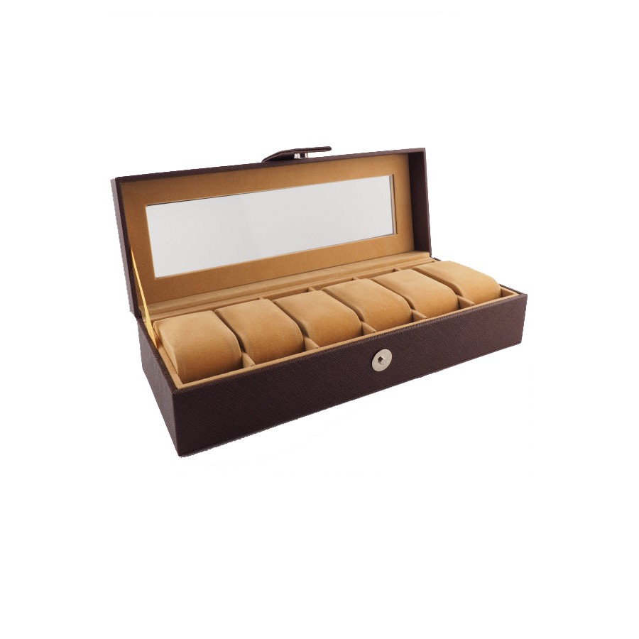WatchBox ตู้นาฬิกาไม้บุหนัง Luxury Design สำหรับนาฬิกา 6 เรือน Shopee