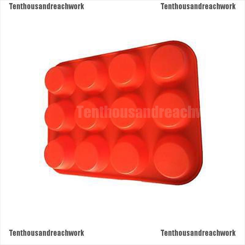 MillionRW 12 Cup Silicone Muffin Cupcake Baking Pan Non Stick