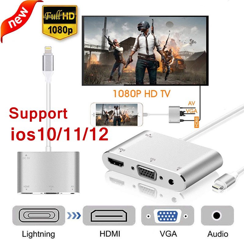 Lightning to HDMI/HDTV/VGA/Audio cable Adapter For iPhone 6S 7 7 Plus 8