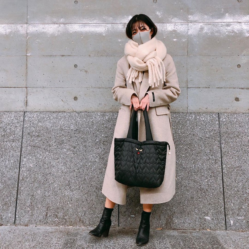 พร้อมส่ง Ajolie a jolie รุ่นใหม่ QUILTING TOTE BAG BOOK BLACK ver