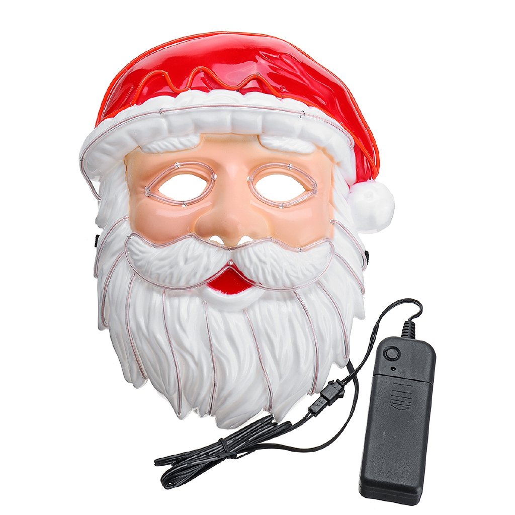 Glow Mask EL Wire LED Light Up Santa Claus Christmas Xmas Eye Mask