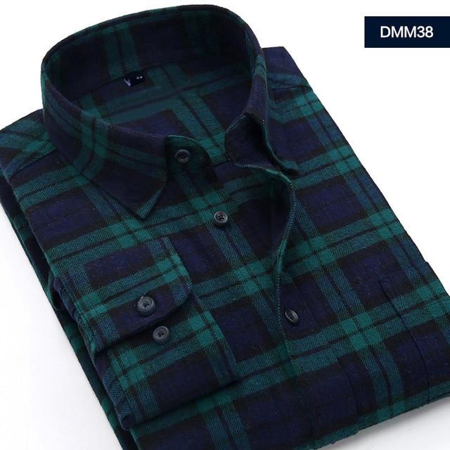 Men Plaid Shirt 2021 New Autumn Winter Flannel Casual Shirts Long
