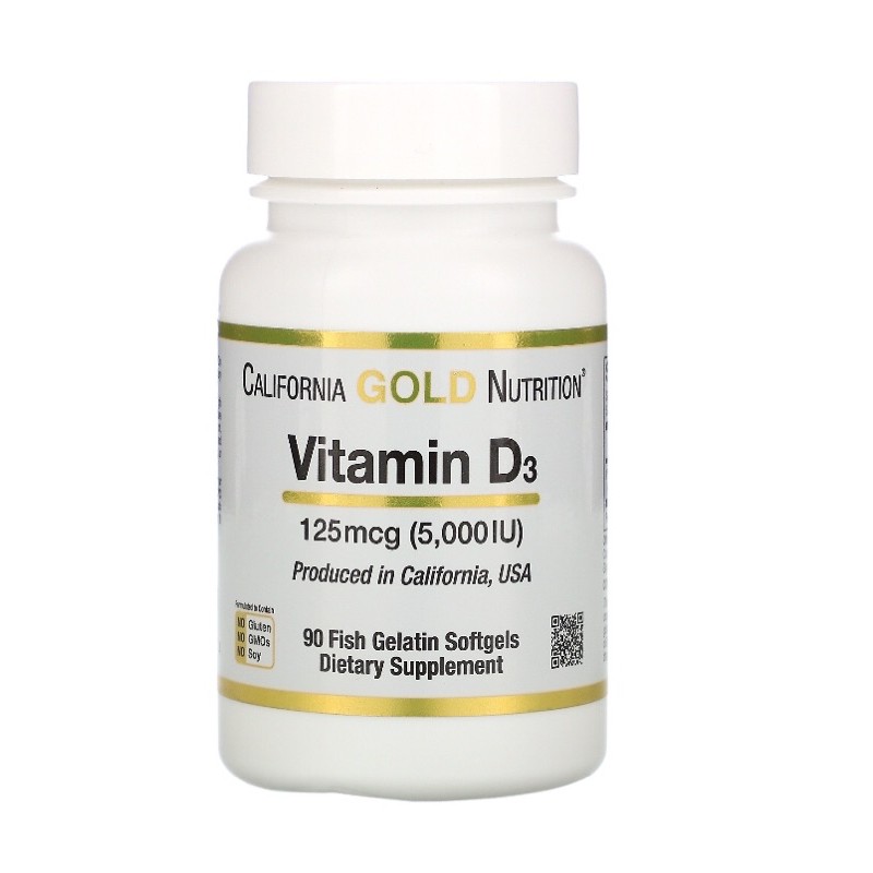 California Gold Nutrition Vitamin D3 125 mcg (5000 IU) Produced in