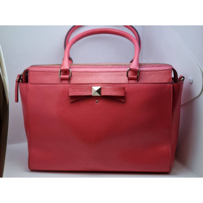 กระเป๋าถือ แบรนด์ Kate Spade ♠ สีชมพูโอรส มือสองสภาพ 80 Shopee Thailand