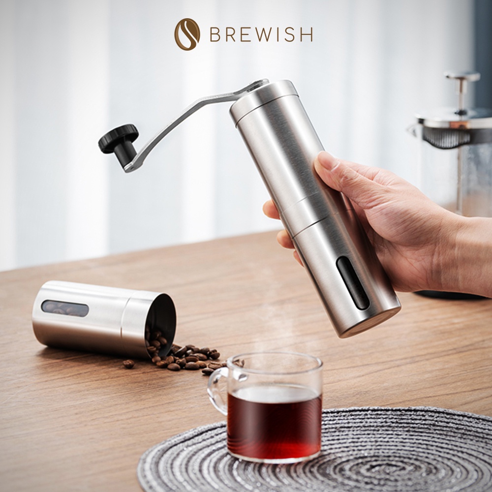 BREWISH Barista Manual Coffee Grinder Ceramic Burr Adjustable Coarse