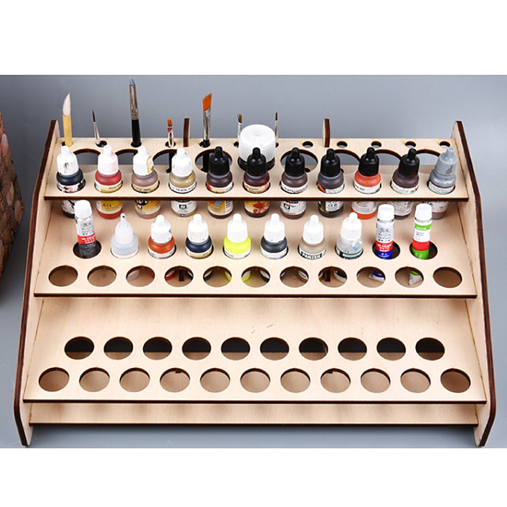 DIY Wooden Paint Rack Stand Painting Ink Bottle Storage Holder Organizer Pigment Shelf Paintings