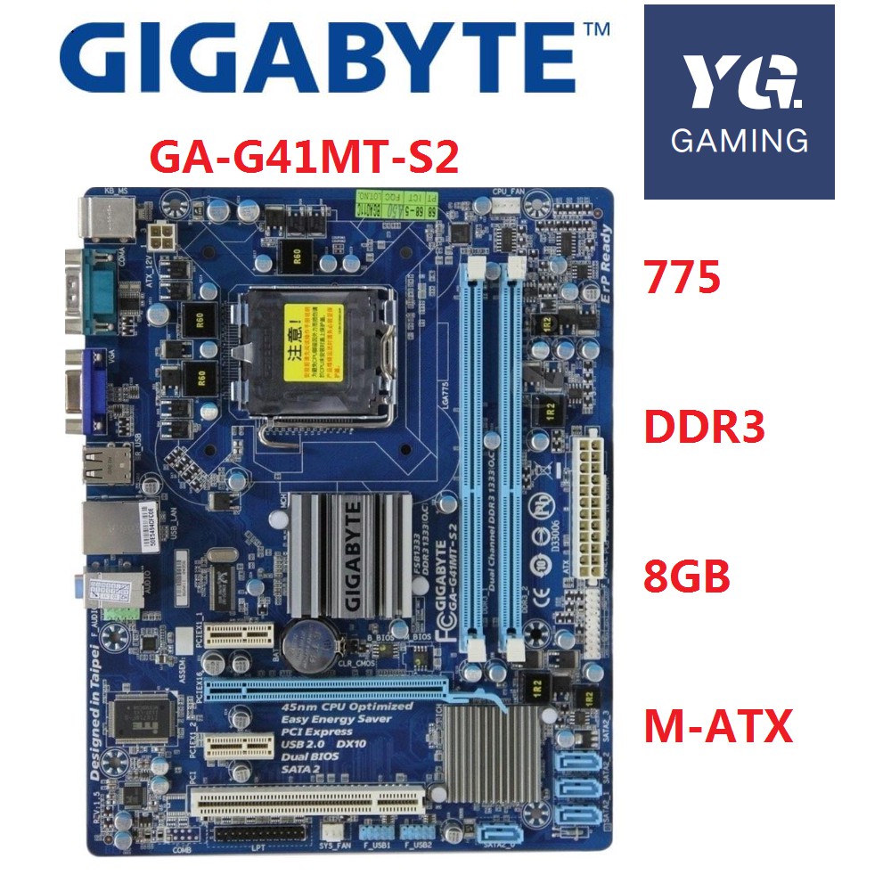 GIGABYTE GAG41MTS2 Desktop Motherboard G41 Socket LGA 775 For Core 2