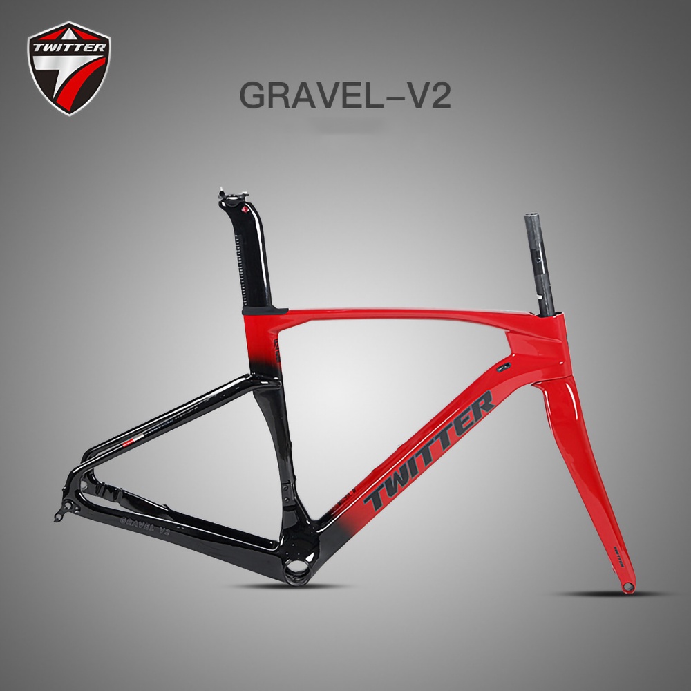Twitter Gravel V2 Carbon Road Gravel Bike Frameset Disc Brake Thru Axle