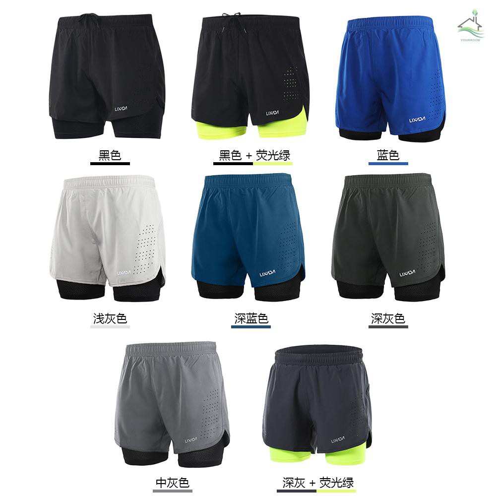 Lixada Men's 2in1 Running Shorts Quick Drying Breathable Active