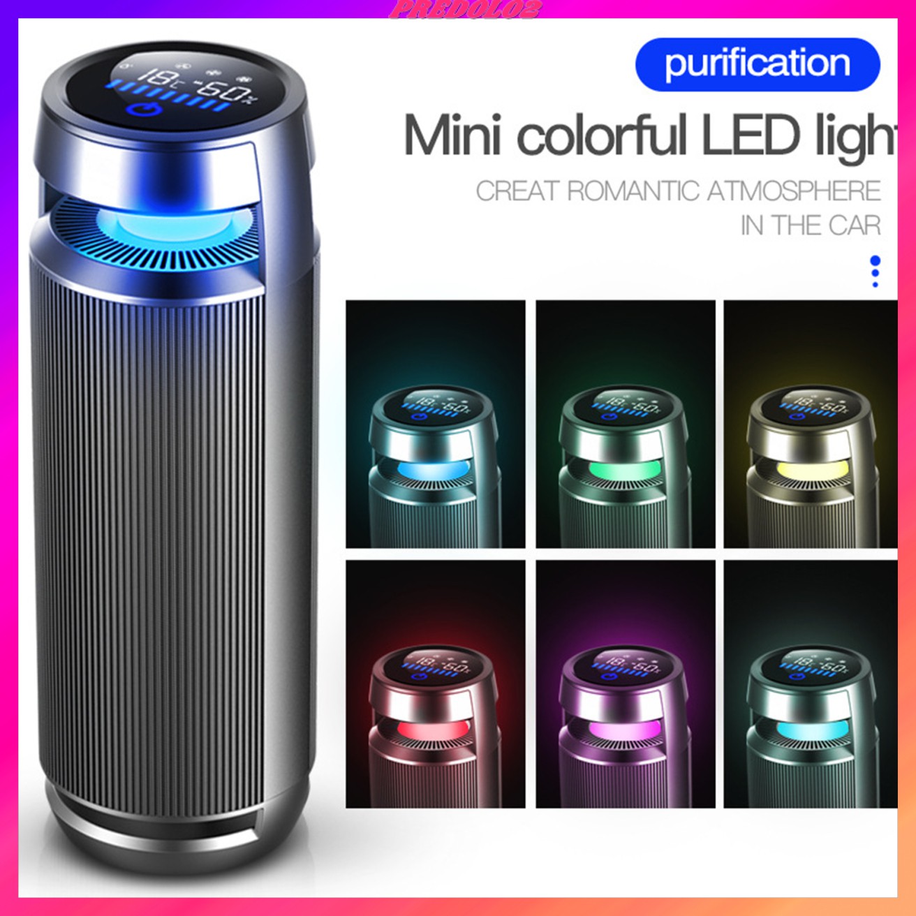 [PREDOLO2] Portable Mini Car Air Purifier Remove Dust HEPA Filter Fresh