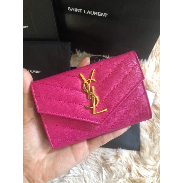 Ysl small envelope card holder (Fuchsia) Shopee Thailand