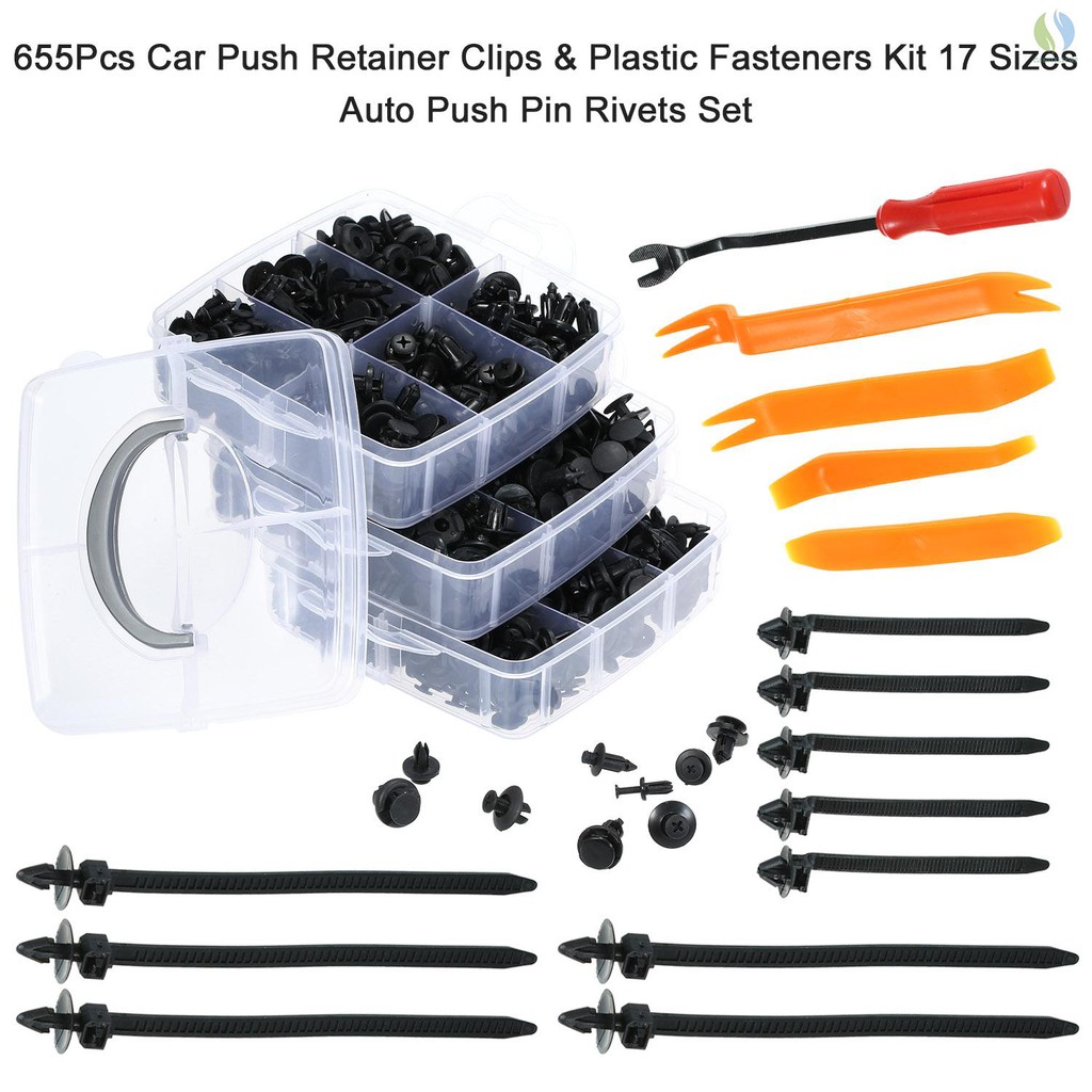 655Pcs Car Push Retainer Clips & Plastic Fasteners Kit 17 Sizes Auto