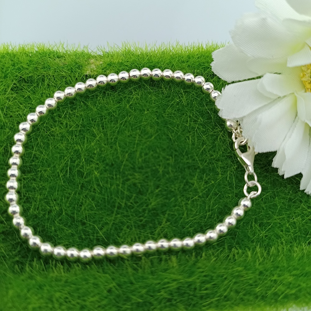 Silver thai Sterling Silver 14cm Ball Bead Braceletสร้อยข้อมือลูกปัด
