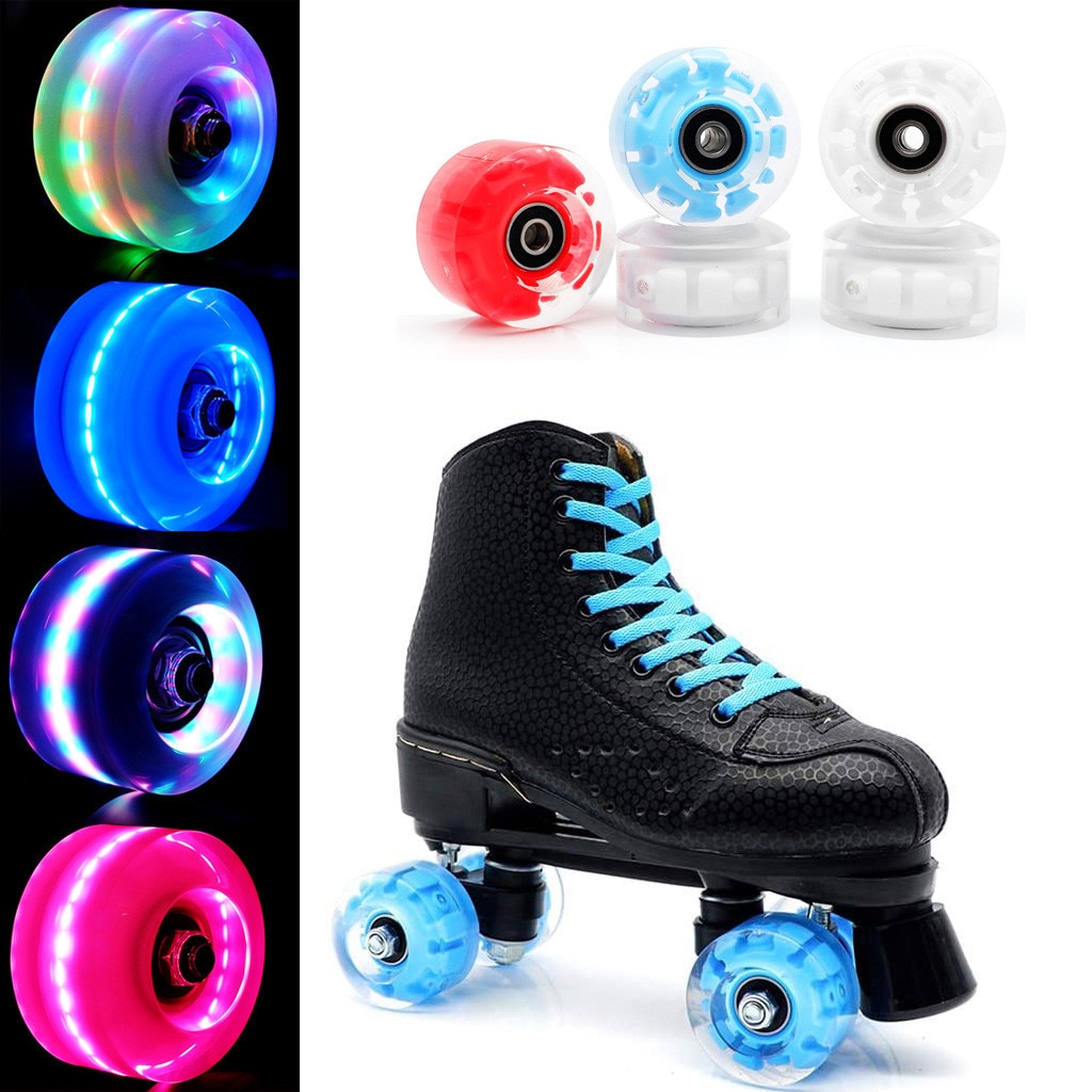 H40 Luminous Light Up Quad Roller Skate Wheels Bearings Installed Pop