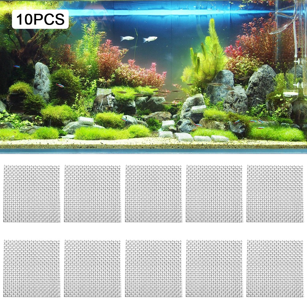 10pcs Accessories Fish Tank Square Stainless Steel DIY Decoration Home