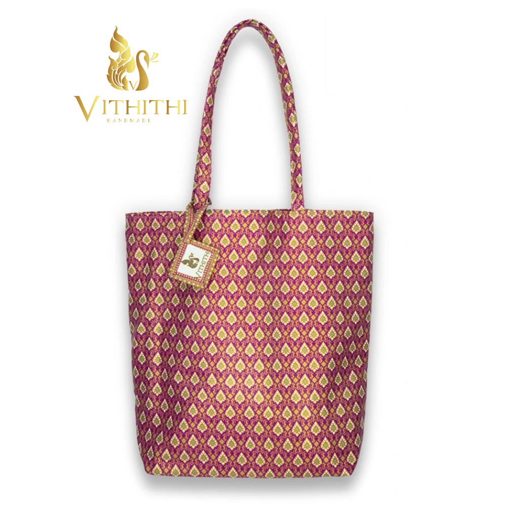 กระเป๋าผ้าไหมไทย Thai Silk Tote Bags (Thai Silk รหัส 75) Shopee Thailand