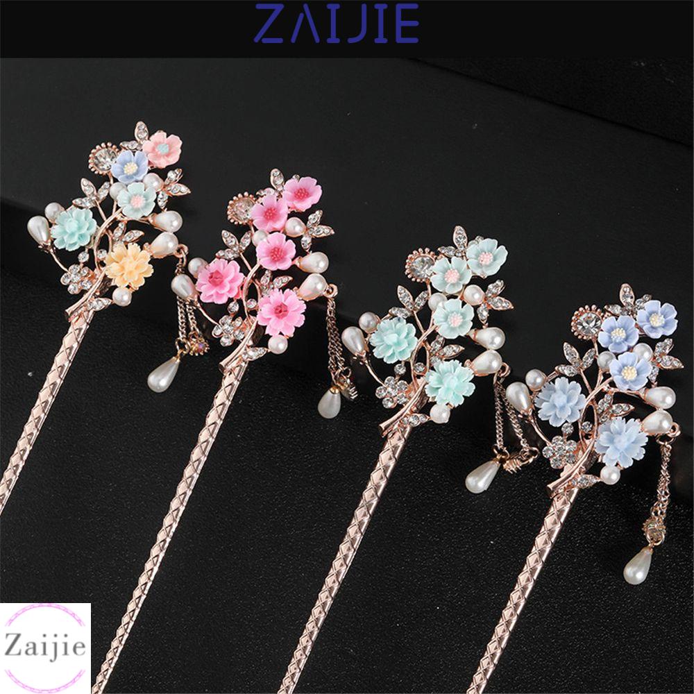 ZAIJIE Fashion Flower Hair Comb Vintage Chinese Style Rhinestone Hair Pin Hair Accessories Women